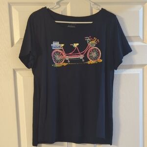 Navy T-Shirt with Colorful Bicycle Design